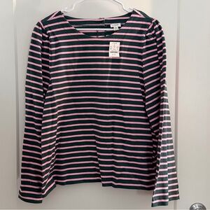 J. Crew Long Sleeve Tee - Pink and Green Stripes
